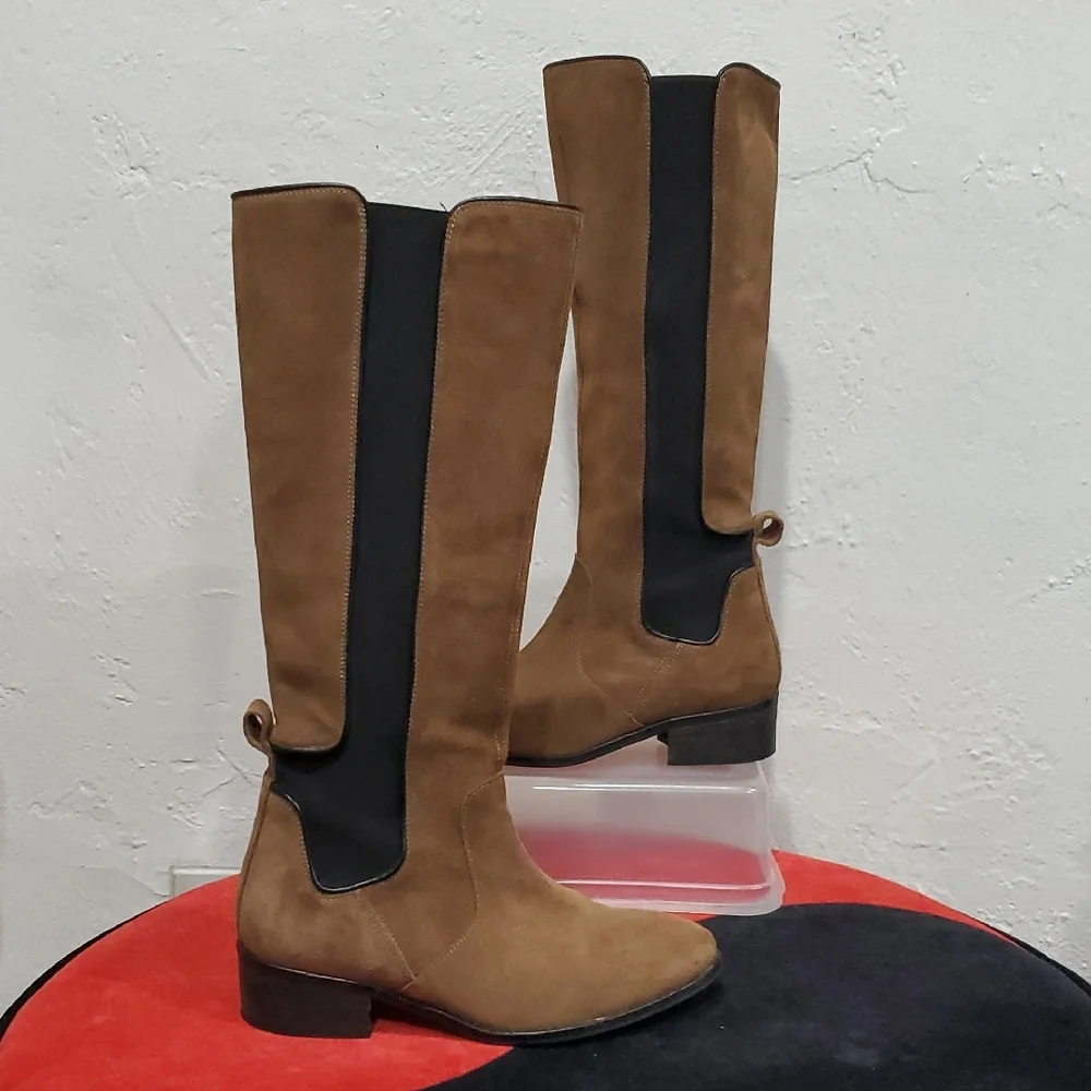 Anthropologie Modern Vintqge Made In Brazil Brown Suede Chelsea Riding Boots